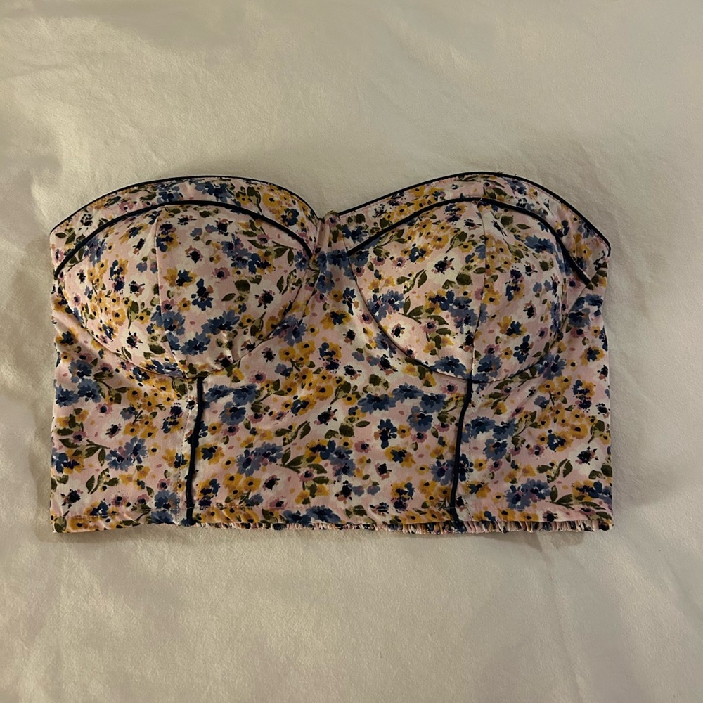 Floral Strapless Bustier Top